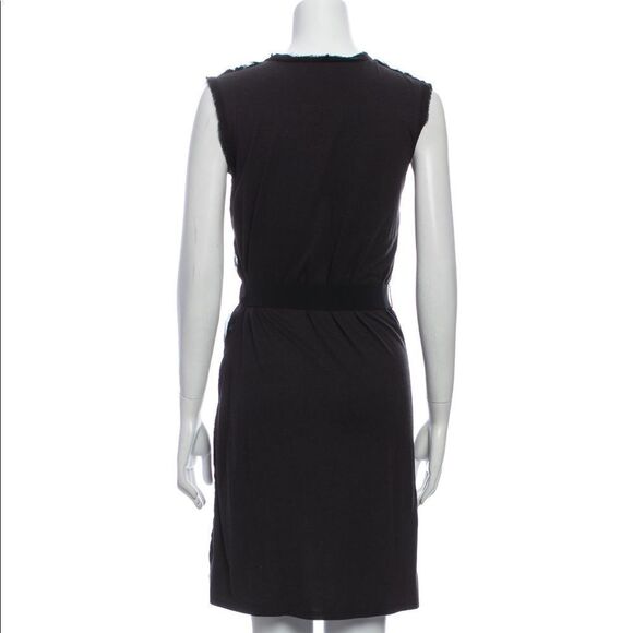 Lanvin Scoop Neck Sleeveless Black Dress With Rhinestones and Ribbon Belt Small - Picture 3 of 10